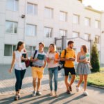 Students walking together on campus