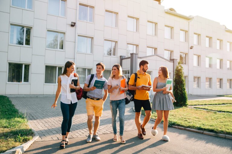 Students walking together on campus