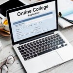 Online college application form on a laptop